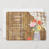 Lace Wood Mason Jar repetitie diner uitnodiging (Voorkant)