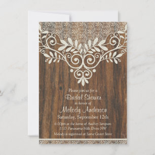 Lace Wood Rustic Ivory Vrijgezellenfeest Kaart