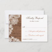 Lace Wood Rustic Respond RSVP Card Wedding (Voorkant)