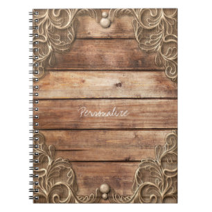 Lace Wood Rustic  Western Elegant Farmhouse Notitieboek
