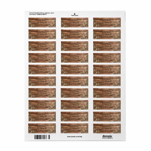 Lace Wood Rustic  Western Elegant Wedding Etiket (Full Sheet)