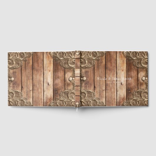 Lace Wood Rustic  Western Elegant Wedding Gastenboek (Volledig)