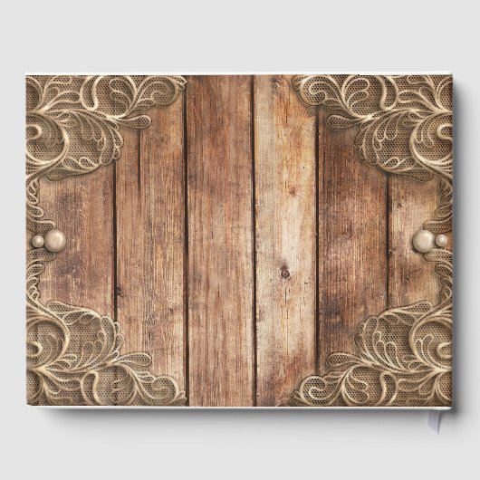 Lace Wood Rustic  Western Elegant Wedding Gastenboek (Achterkant)