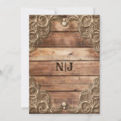 Lace Wood Rustic  Western Elegant Wedding Kaart (Achterkant)