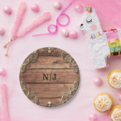 Lace Wood Rustic  Western Elegant Wedding Papieren Bordje (Feest)