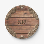 Lace Wood Rustic  Western Elegant Wedding Papieren Bordje (Voorkant)