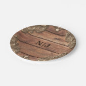 Lace Wood Rustic  Western Elegant Wedding Papieren Bordje (Gekanteld)