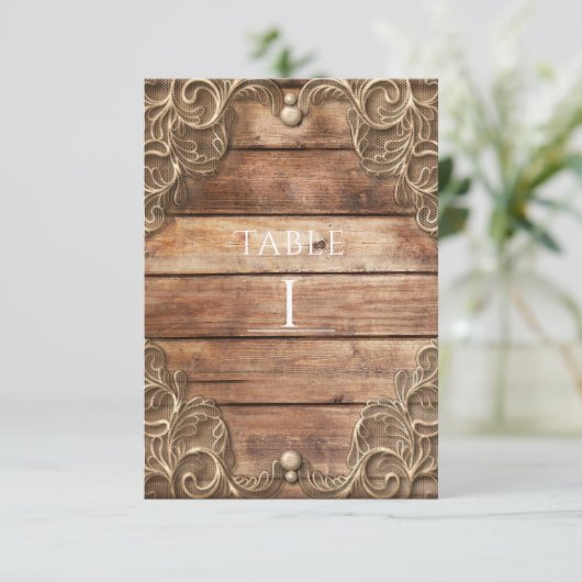 Lace Wood Rustic  Western tafelnummer (Staand voorkant)