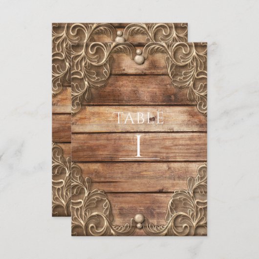Lace Wood Rustic  Western tafelnummer (Voorkant / Achterkant)