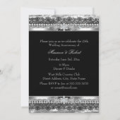 Lace & Zilveren Parel Boog 25e Verjaardagsuitnodig Kaart (Achterkant)