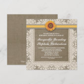 Lace Zonnebloem & Burlap repetitie diner uitnodigi Kaart (Voorkant / Achterkant)