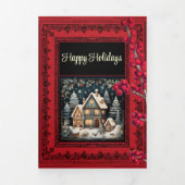 Lace Zwart Grenzen Rood Gepersonaliseerd Wit Scrip Drieluik Wenskaart (Cover)