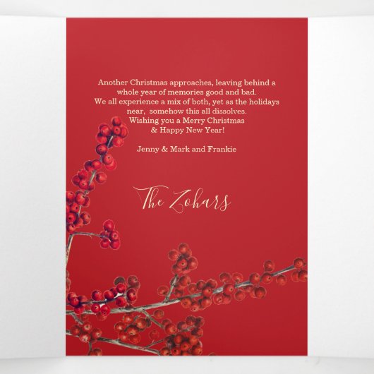 Lace Zwart Grenzen Rood Gepersonaliseerd Wit Scrip Drieluik Wenskaart (Binnenkant midden)