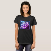 Lacecap Hydrangea zwart en wit gekleurd T-shirt (Voorkant volledig)