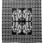 Lacecap Hydrangea zwart-wit Abstract Douchegordijn (Voorkant)