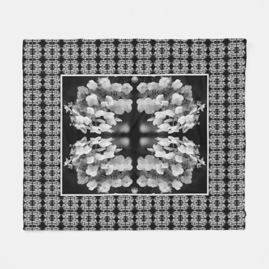 Lacecap Hydrangea zwart-wit Abstract Fleece Deken (Voorkant (Horizontaal))