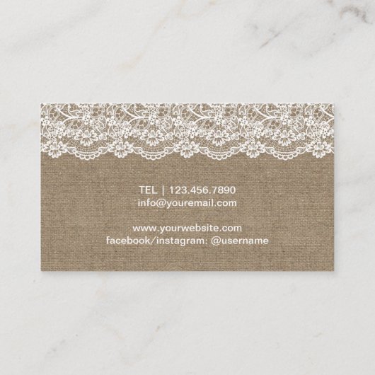 Laced Burlap Event Planning Seamstress Visitekaartje (Achterkant)