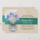 Laced Burlap Hydrangea & Mason Jar Vrijgezellenfee Kaart (Voorkant / Achterkant)