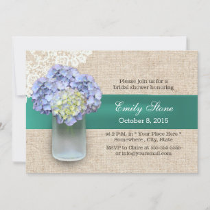 Laced Burlap Hydrangea & Mason Jar Vrijgezellenfee Kaart