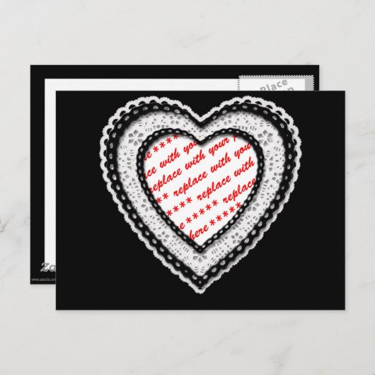 Laced Heart Shaped Photo Lijst Briefkaart (Voorkant / Achterkant)