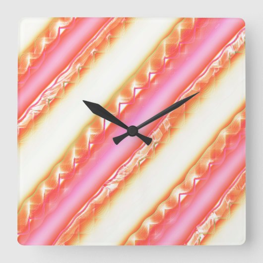 Lacelike op brede strepen in zijderoze tot beige vierkante klok (Voorkant)