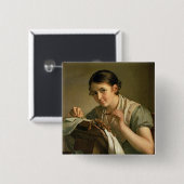 Lacemaker, 1823 vierkante button 5,1 cm (Voorkant /achterkant)