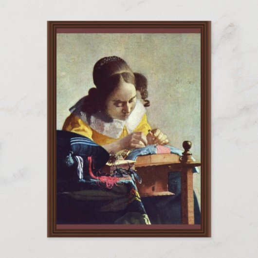 Lacemaker, Français La Dentelière, door Vermeer Briefkaart (Voorkant)