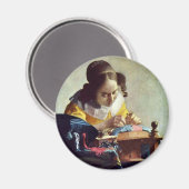 Lacemaker, Français La Dentelière, door Vermeer Magneet (Voorkant / Achterkant)