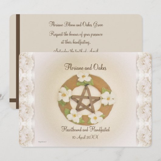 Lacey Dogwood Pentacle Handfasting Kaart (Voorkant / Achterkant)