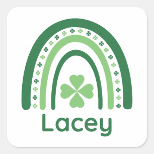 Lacey Name Clover Boho Rainbow Vierkante Sticker