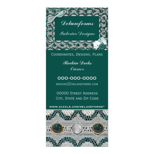 Lacey Steel Blauwgroen Reclamekaart (Voorkant)