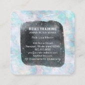 *~* Lacey White Mandala Blue Pink Yellow Pastel Vierkante Visitekaartje (Achterkant)