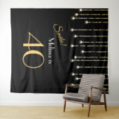 Lach 40e verjaardag Zwart Goud Foto Achtergrond Wandkleed (In Situ (horizontaal))