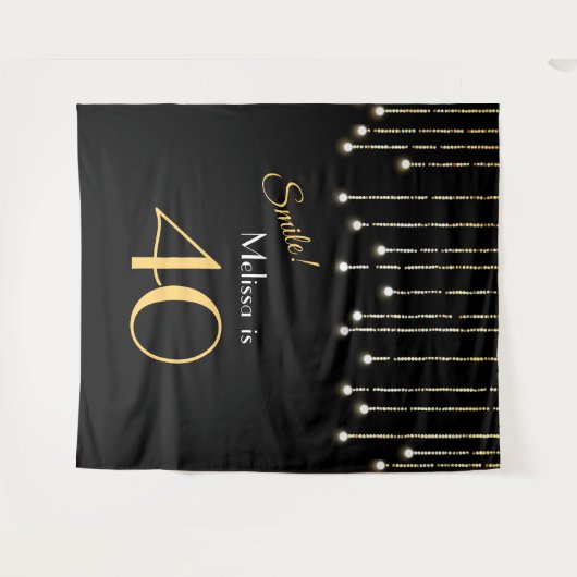 Lach 40e verjaardag Zwart Goud Foto Achtergrond Wandkleed (Voorkant (horizontaal))