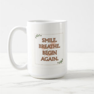 Lach. Adem. Begin opnieuw. 15 oz mok Cadeau