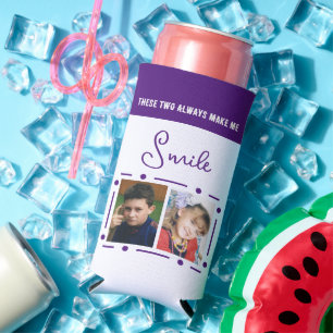 Lach altijd foto's initialen wit paars toe seltzer blikjeskoeler