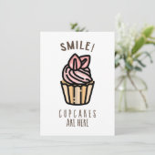 Lach! Cupcakes zijn er Roze Ontwerp Kaart (Staand voorkant)