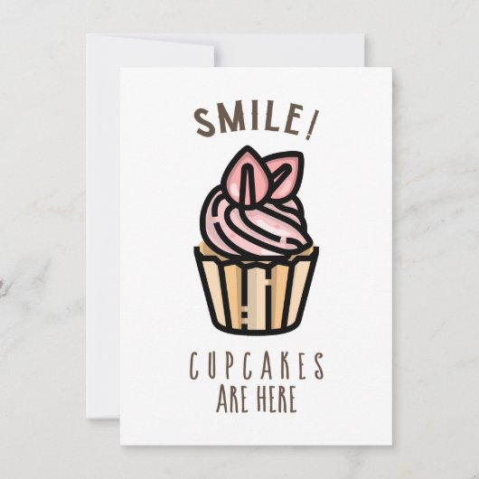 Lach! Cupcakes zijn er Roze Ontwerp Kaart (Voorkant)