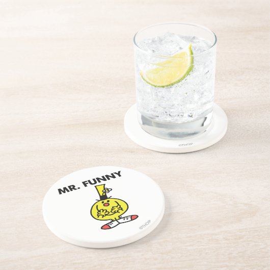 Lach de heer Funny met de bloem. Zandsteen Onderzetter (Zijkant)