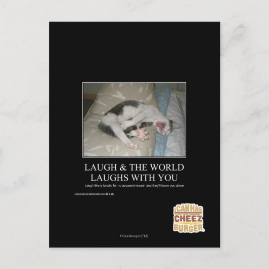 Lach & de wereld lacht met je mee briefkaart (Voorkant)