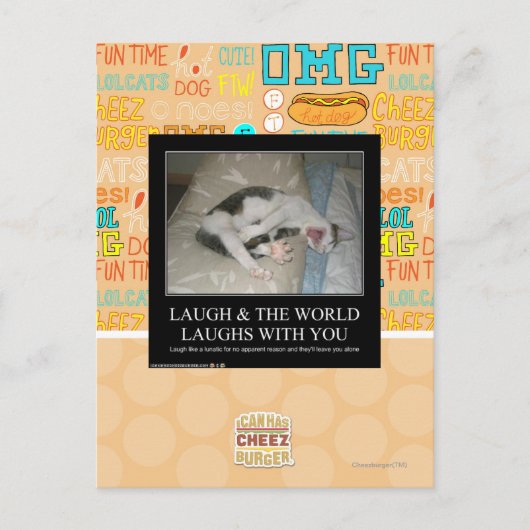 Lach & de wereld lacht met je mee briefkaart (Voorkant)