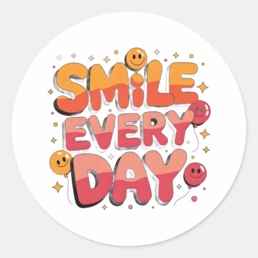 Lach Elke Dag - Positieve Vibes Ronde Sticker (Voorkant)