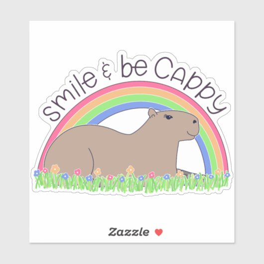 Lach en wees Cappy Schattige blije capibara Sticker (Vel)