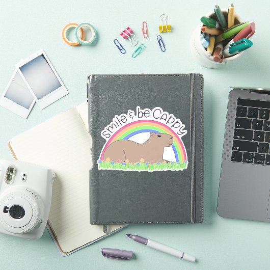 Lach en wees Cappy Schattige blije capibara Sticker (iPad Cover)