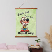 "Lach groot, lach vaak, herhaal dagelijks" Cartoon Hangend Wandkleed (Slaapkamer)