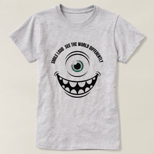 Lach hard, zie de wereld anders t-shirt (Design voorkant)