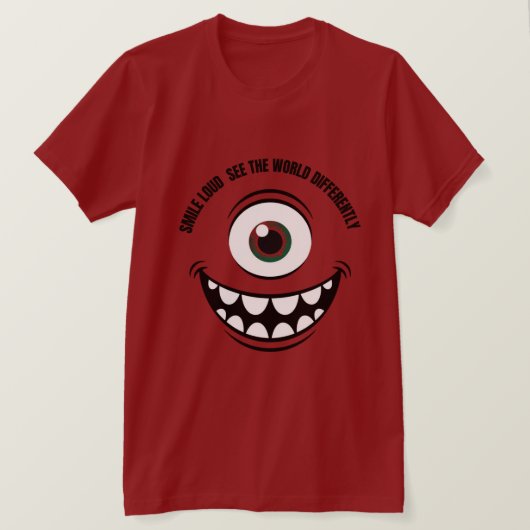Lach hard. Zie de wereld anders. T-shirt (Design voorkant)