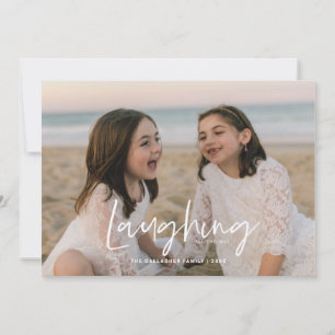 Lach helemaal wit feestdagenkaart