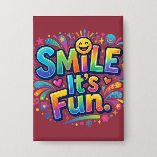 Lach Het Is Leuk T-Shirt – Positieve Vibes Grafisc Button (Voorkant)