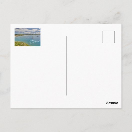 "Lach. . Het is Saint Lucia." Briefkaart (Achterkant)